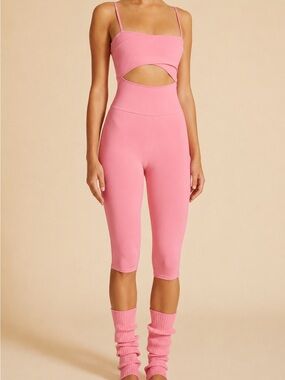 Live The Process Cutout Capri Bodysuit Size XS Pink Moon Sculpting Luxury